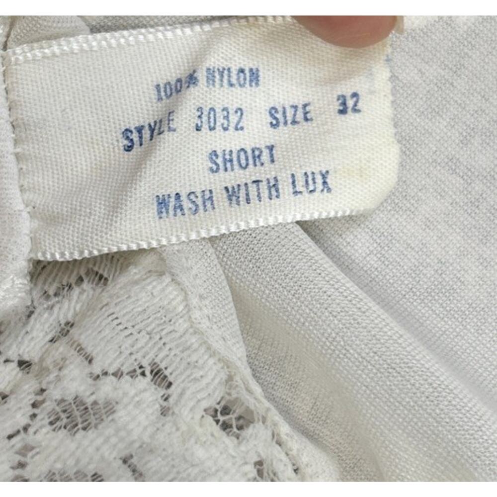 Vintage Val Mode All Nylon White Full Slip Lace Embroidered Cami Dress Size 32 - Picture 5 of 9